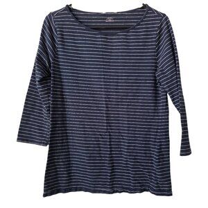 H&M Pima Cotton Navy & White Striped 3/4 Sleeve Tee